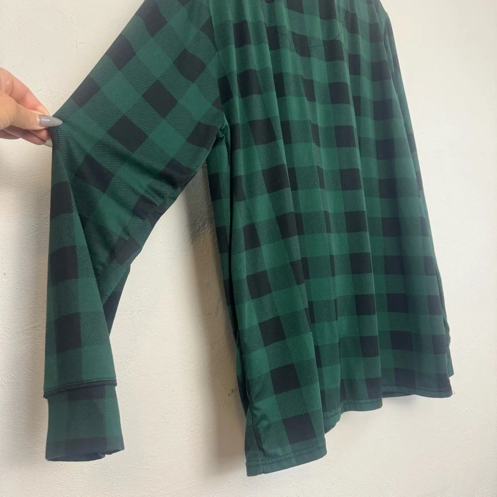Cuddl Duds Jammies For Your Families‎ Plaid Pajama Long Sleeve Top